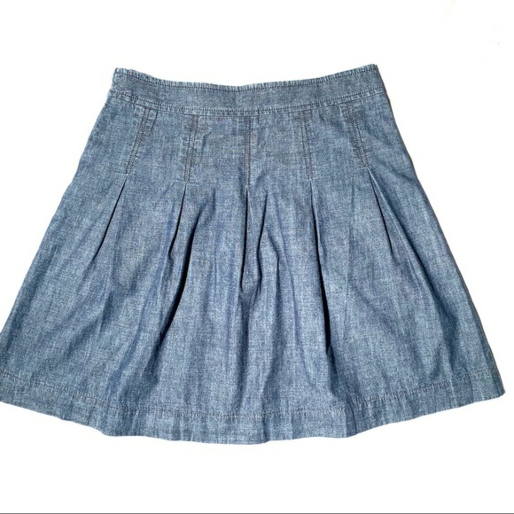 J. Crew 100% Cotton Pleated Jean A-Line Skirt, 6